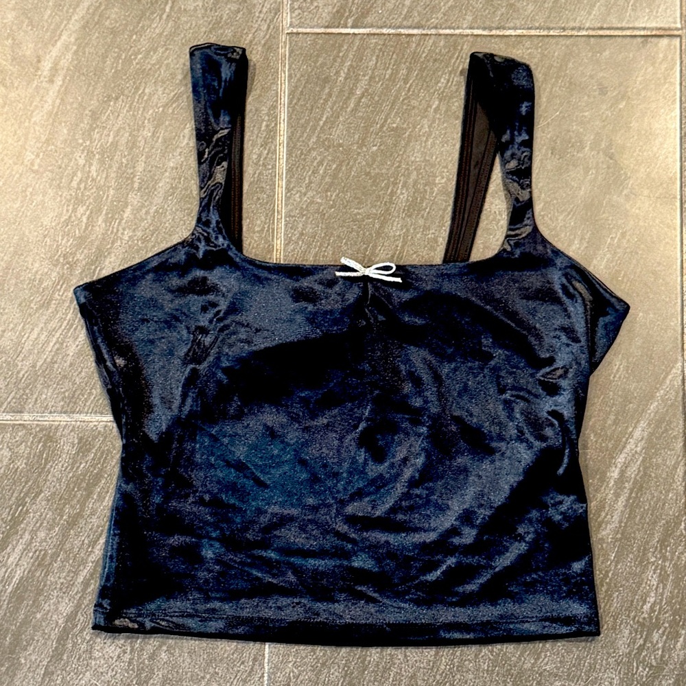 Wild Fable Elegant Black Velvet Women's Top